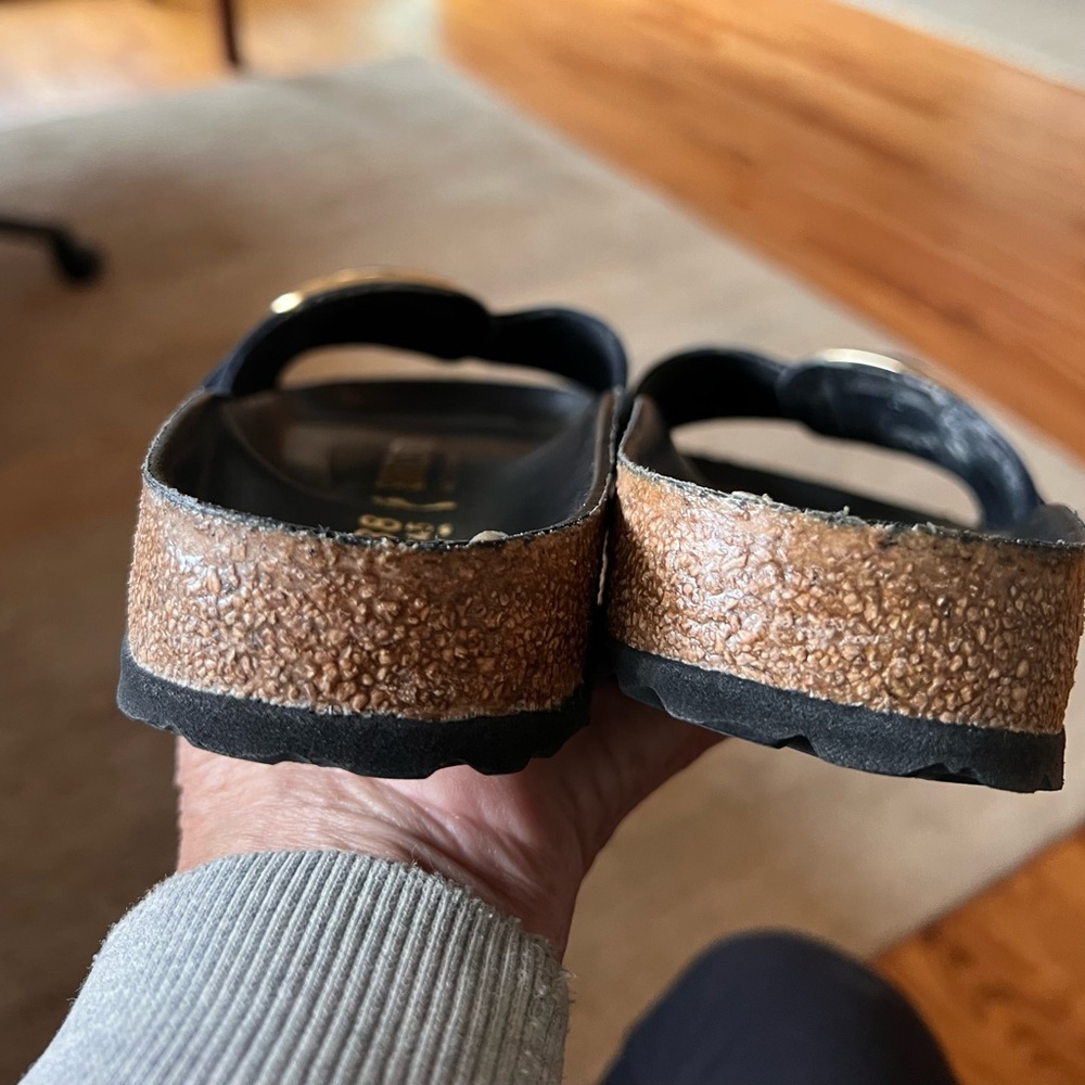Birkenstock Madrid Dark Navy Sandals with Gold Buckle - Picture 5 of 5